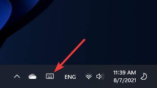 Click the Touch Keyboard icon
