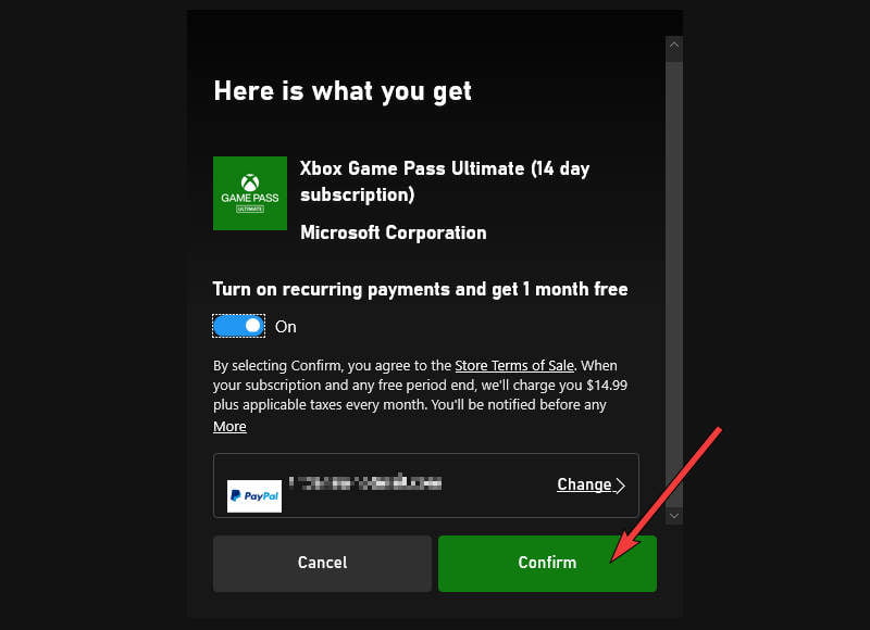 Xbox App - Redeem Confirm